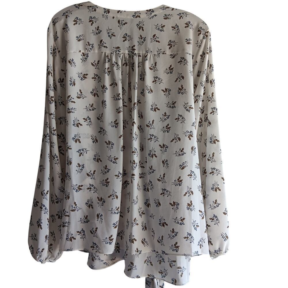 EUC 1State Size 3X Wrap Long Sleeve White With Flowers Blouse Top - Picture 5 of 5